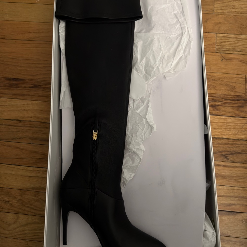 Reiss Black Over-the-Knee Stiletto Boots Size 39 - Picture 3 of 4